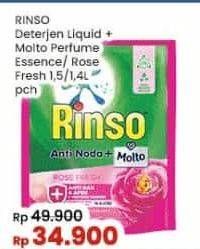 Promo Harga Rinso Liquid Detergent + Molto Purple Perfume Essence, + Molto Pink Rose Fresh 1500 ml - Indomaret