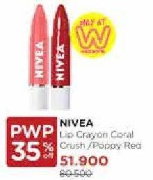 Promo Harga NIVEA Lip Crayon Coral Crush, Poppy Red  - Watsons