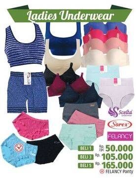 Promo Harga SCELTA/SOREX/FELANCY Ladies Underwear  - LotteMart