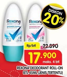 Promo Harga Rexona Deo Roll On 45 ml - Superindo
