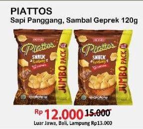Promo Harga Piattos Snack Kentang Sambal Geprek, Sapi Panggang 120 gr - Alfamart