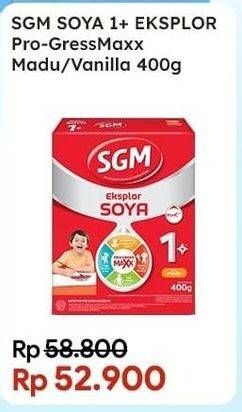 Promo Harga SGM Soya 1+ Pro-GressMax Madu, Vanila 400 gr - Indomaret