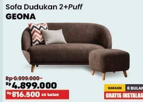 Promo Harga Courts Geona Sofa Dudukan 2 + 1 Puff Fabric  - COURTS