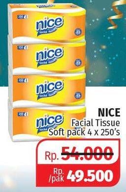 Promo Harga NICE Facial Tissue Softpack Banded per 4 pouch 250 pcs - Lotte Grosir