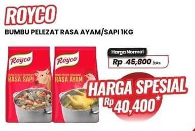 Royco Penyedap Rasa 1000 gr Diskon 11%, Harga Promo Rp40.400, Harga Normal Rp45.800