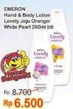 Promo Harga EMERON Lovely White Hand & Body Lotion White Pearl, Jeju Orange 200 ml - Indomaret