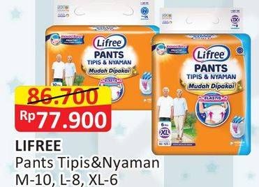 Promo Harga Lifree Popok Celana Tipis & Nyaman Bergerak M10, L8, XL6 6 pcs - Alfamart