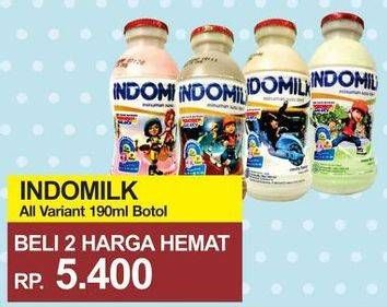 Promo Harga INDOMILK Susu Cair Botol All Variants per 2 botol 190 ml - Yogya