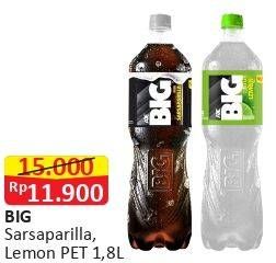 Promo Harga AJE BIG COLA Minuman Soda Sarsaparilla, Lemon 1800 ml - Alfamart