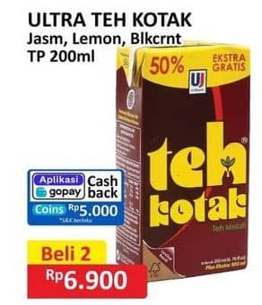 Ultra Teh Kotak 300 ml Harga Promo Rp6.900,  Cashback Rp5.000 dengan GOPAY min transaksi Rp15.000