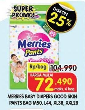 Promo Harga Merries Pants Good Skin L44, M50, XXL28, XL38 28 pcs - Superindo