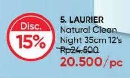 Promo Harga Laurier Natural Clean Night Wing 35cm 12 pcs - Guardian