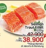 Promo Harga Salmon Fillet Trout per 100 gr - LotteMart