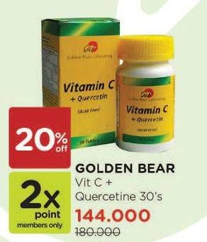 Promo Harga GOLDEN BEAR Vitamin C + Quercetin 30 pcs - Watsons