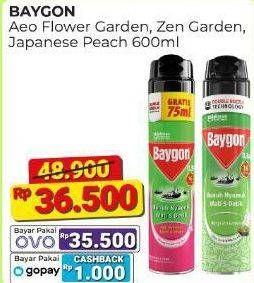 Promo Harga Baygon Insektisida Spray Flower Garden, Zen Garden, Japanese Peach 600 ml - Alfamart