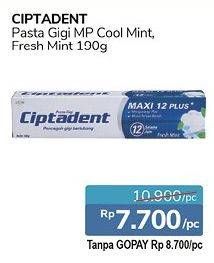 Promo Harga CIPTADENT Pasta Gigi Maxi 12 Plus Cool Mint, Fresh Mint 190 gr - Alfamidi