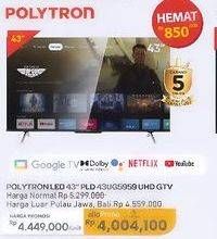 Promo Harga Polytron 4K UHD Smart Cinemax Soundbar Google TV 43 Inch PLD 43BUG5959  - Carrefour