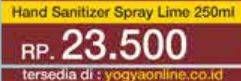 Promo Harga BAGUS Hand Sanitizer Spray Lime 250 ml - Yogya