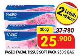 Promo Harga PASEO Facial Tissue per 2 pouch 250 pcs - Superindo
