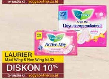 Promo Harga Laurier Active Day Super Maxi NonWing, Wing 30 pcs - Yogya