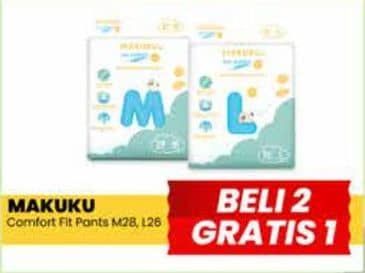 Promo Harga Makuku Comfort Fit Diapers Pants M28, L26 26 pcs - Yogya