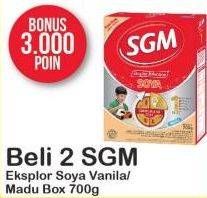 Promo Harga SGM Eksplor Soya 1-5 Susu Pertumbuhan Madu, Vanila per 2 box 700 gr - Alfamart