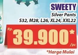 Promo Harga Sweety Silver Pants M28, S32, XL24, XXL22, L26 22 pcs - Hari Hari