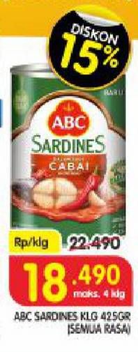 Promo Harga ABC Sardines All Variants 425 gr - Superindo