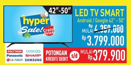 Promo Harga Polytron/Panasonic/LG/Aqua/Coocaa/Sharp/Samsung LED TV Smart Android Google 42"-50"  - Hypermart