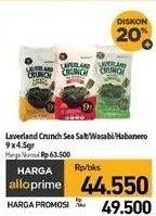Promo Harga Manjun Laverland Crunch Sea Salt, Wasabi, Habanero per 9 pcs 4 gr - Carrefour