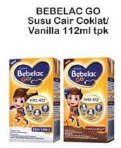 Promo Harga BEBELAC GO Susu Cair Cokelat, Vanila 112 ml - Indomaret