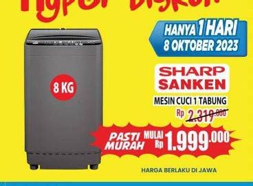 Promo Harga SHARP/ SANKEN Mesin Cuci 1 Tabung 8kg  - Hypermart