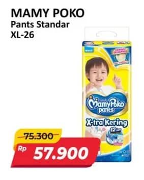 Promo Harga Mamy Poko Pants Xtra Kering XL26 26 pcs - Alfamart