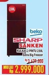 Promo Harga BEKO/SHARP/SANKEN Kulkas 2 Pintu  - Hypermart