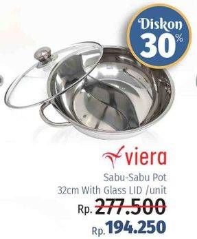 Promo Harga VIERA Sabu Pot With Glass LID99-686 32 Cm  - LotteMart