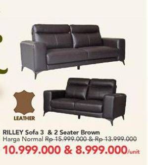 Promo Harga RILLEY Sofa 3&2 Seater Brown  - Carrefour