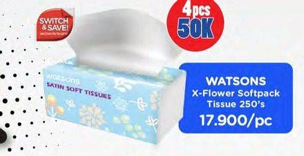 Promo Harga WATSONS X Flower Soft Pack Tissue 250 pcs - Watsons