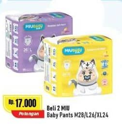 Promo Harga MIU Baby Premium Soft Pants Popok Celana M28, L26, XL24 24 pcs - Alfamart