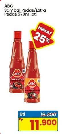Promo Harga ABC Sambal Extra Pedas, Asli 270 ml - Indomaret