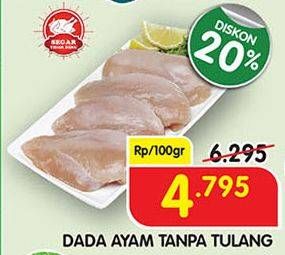 Promo Harga Ayam Dada Boneless per 100 gr - Superindo