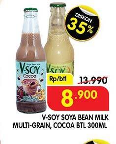 Promo Harga V-SOY Soya Bean Milk Multi Grain, Cocoa 300 ml - Superindo