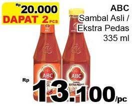 Promo Harga ABC Sambal Asli, Extra Pedas per 2 botol 335 ml - Giant