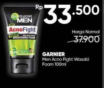 Promo Harga GARNIER MEN Acno Fight Facial Foam Anti-Bacteria Wasabi Brightening 100 ml - Guardian