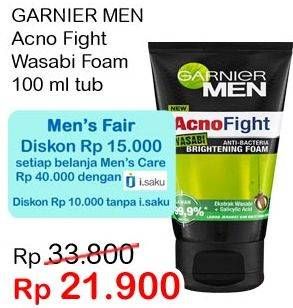 Promo Harga GARNIER MEN Acno Fight Facial Foam Wasabi 100 ml - Indomaret