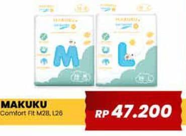 Promo Harga Makuku Comfort Fit Diapers Pants M28, L26 26 pcs - Yogya