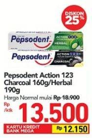Promo Harga Pepsodent Toothpaste Action 123 160gr/Herbal 190gr  - Carrefour