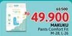 Promo Harga Makuku Comfort Fit Diapers Pants M28, L26 26 pcs - Alfamidi