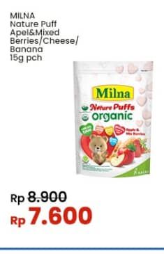 Promo Harga Milna Nature Puffs Organic Apple Mix Berries, Cheese, Banana 15 gr - Indomaret