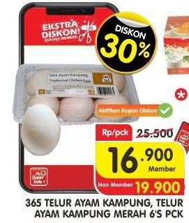 Promo Harga 365 Telur Ayam Kampung 6's/Telur Ayam Kampung Merah 6's  - Superindo