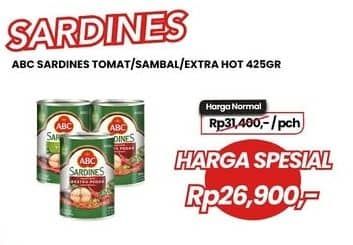 Promo Harga ABC Sardines Saus Tomat, Saus Ekstra Pedas, Saus Cabai 425 gr - Carrefour